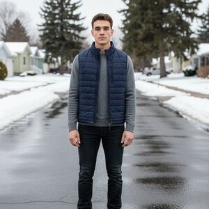 Men's Navy Quilted Vest